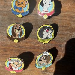 Disney Parks Pin Magical Mystery Series 25 Character Dogs & Cats Collar Set Of 6