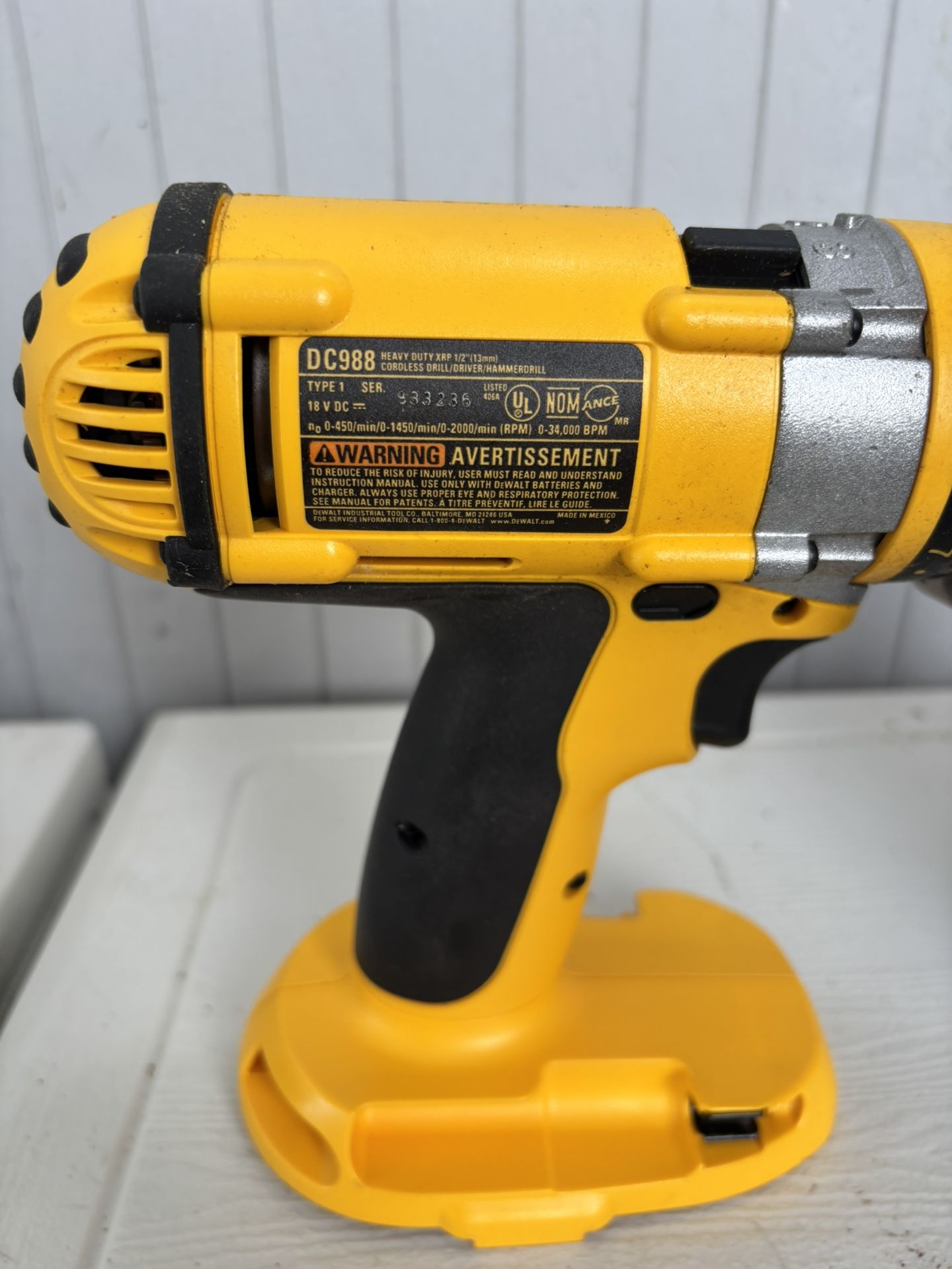 Dewalt 18v Xrp Dewalt Dc988 Specs DeWalt 18V Multi Speed Drill Model DC988  Cordless Hammerdrill