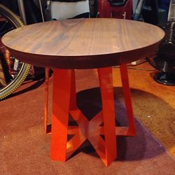 Artless Los Angeles side table Solid walnut & steel Orange
