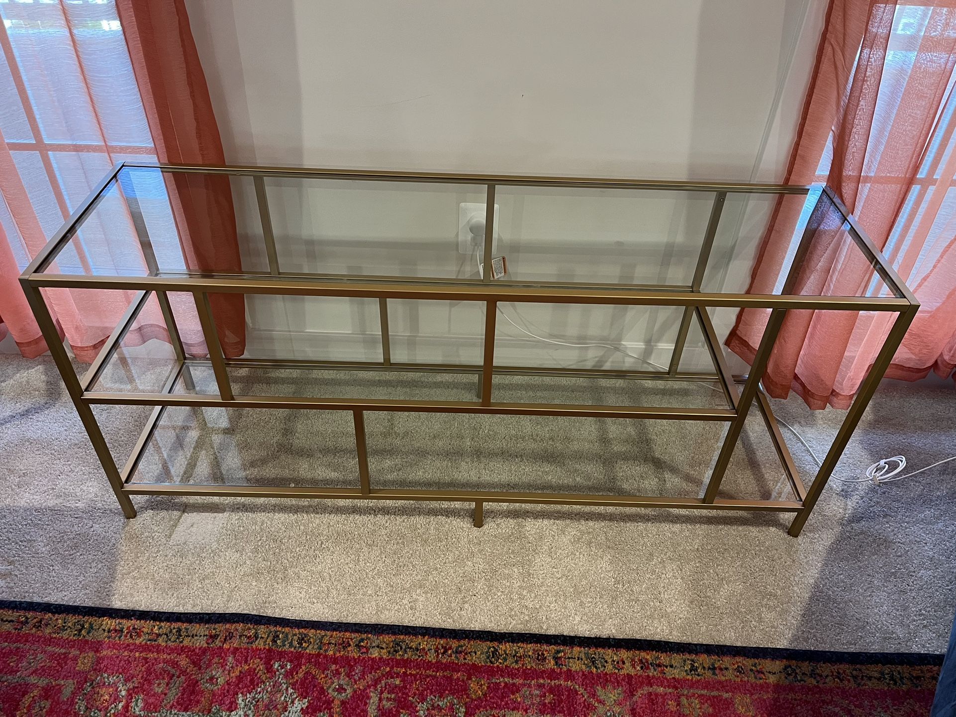Rectangular TV Stand with Glass Shelves