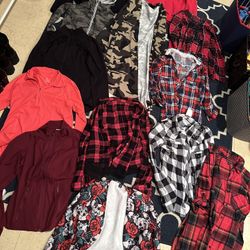 Womens Size Medium Lot Of Clothing Winter Sweatshirts Cardigan Blazer Flannels Set Of 13 