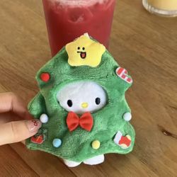 Christmas Hello Kitty Tree Key Chain Plush Plushie Plushy 