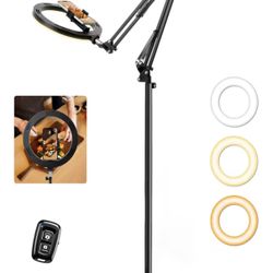 Ring Light with Stand Tripod for iPhone Evershop 10” Overhead Camera Mount, 70.8” Tall Adjustable