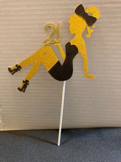 21st Birthday Cake Topper Gold Glitter