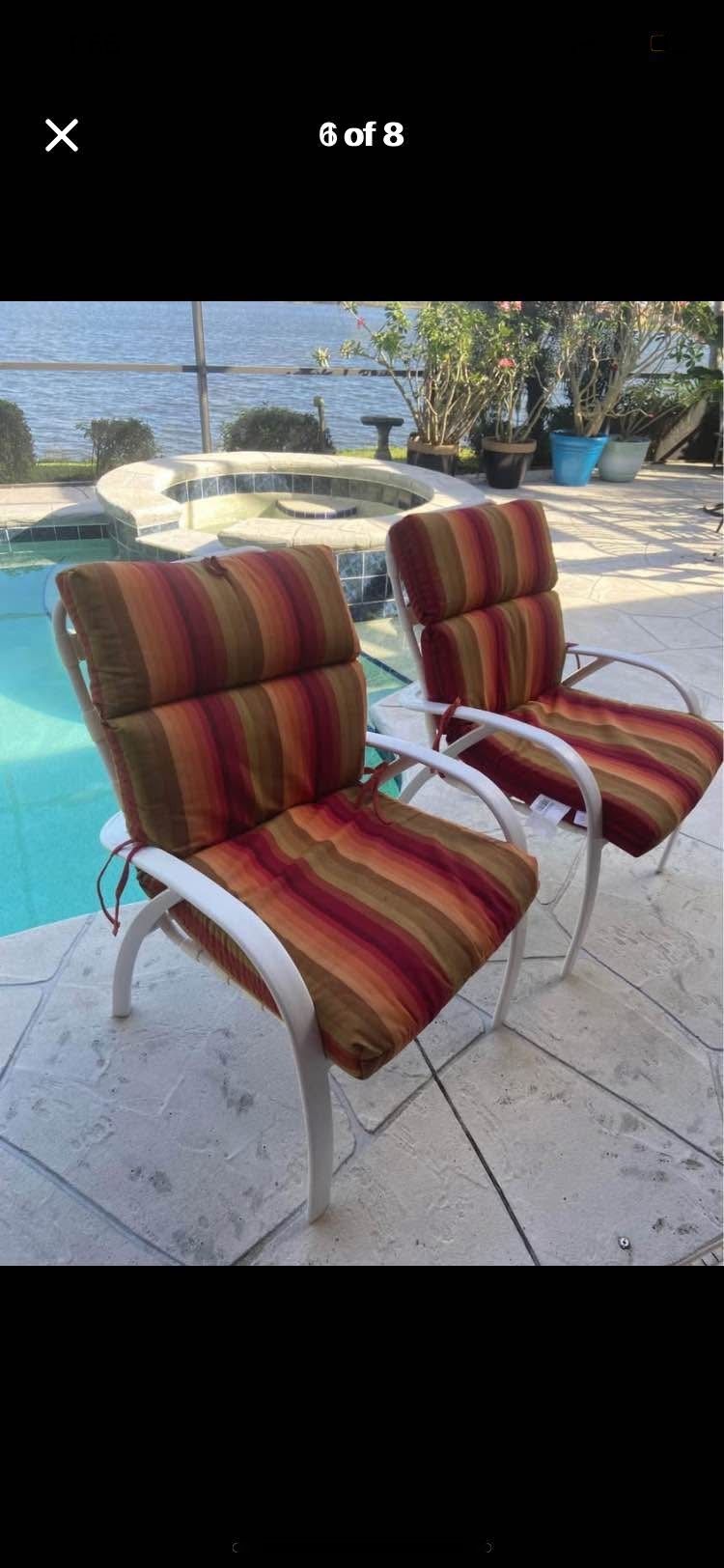 2 Tropitone Aluminum Patio Chairs With New Sunbrella Cushions 