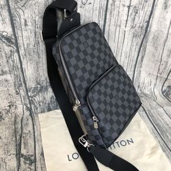 LOUIS VUITTON Avenue Sling Damier Graphite Crossbody Bag Black