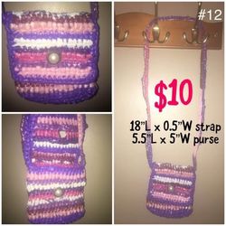 Purple and Pink Crocheted Purse #12