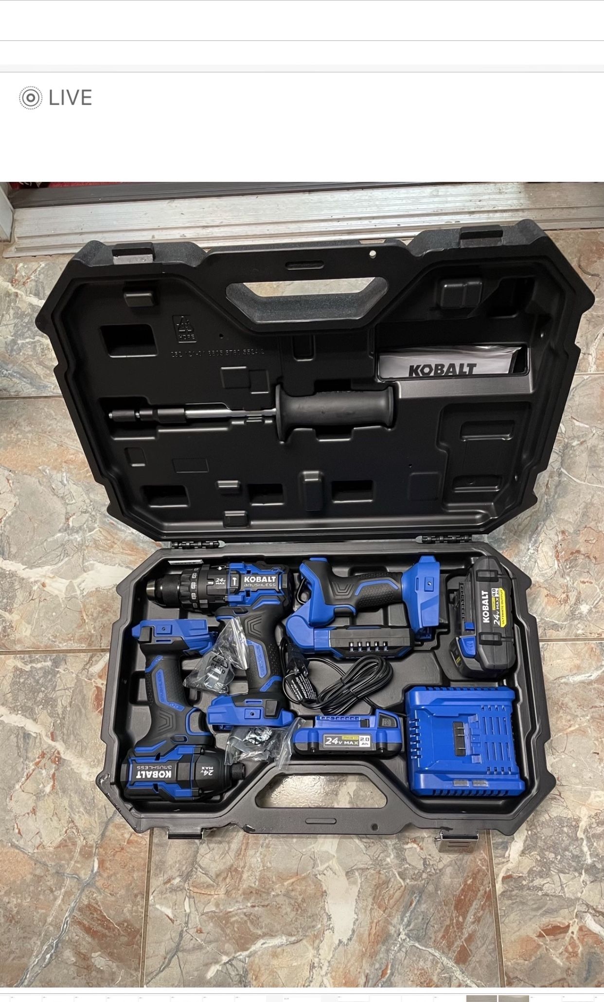 Kobalt 24v XTR Brushless 3 Tool Combo Kit New