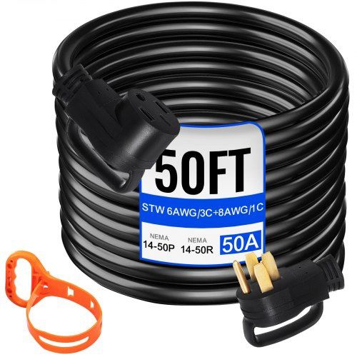 280*50Ft 50 Amp RV Extension Cord Durable Premium Power Cord RV 26.5mm Wire Diameter Extension Cord Copper Wire RV Cord Power Supply Cable for Trailer