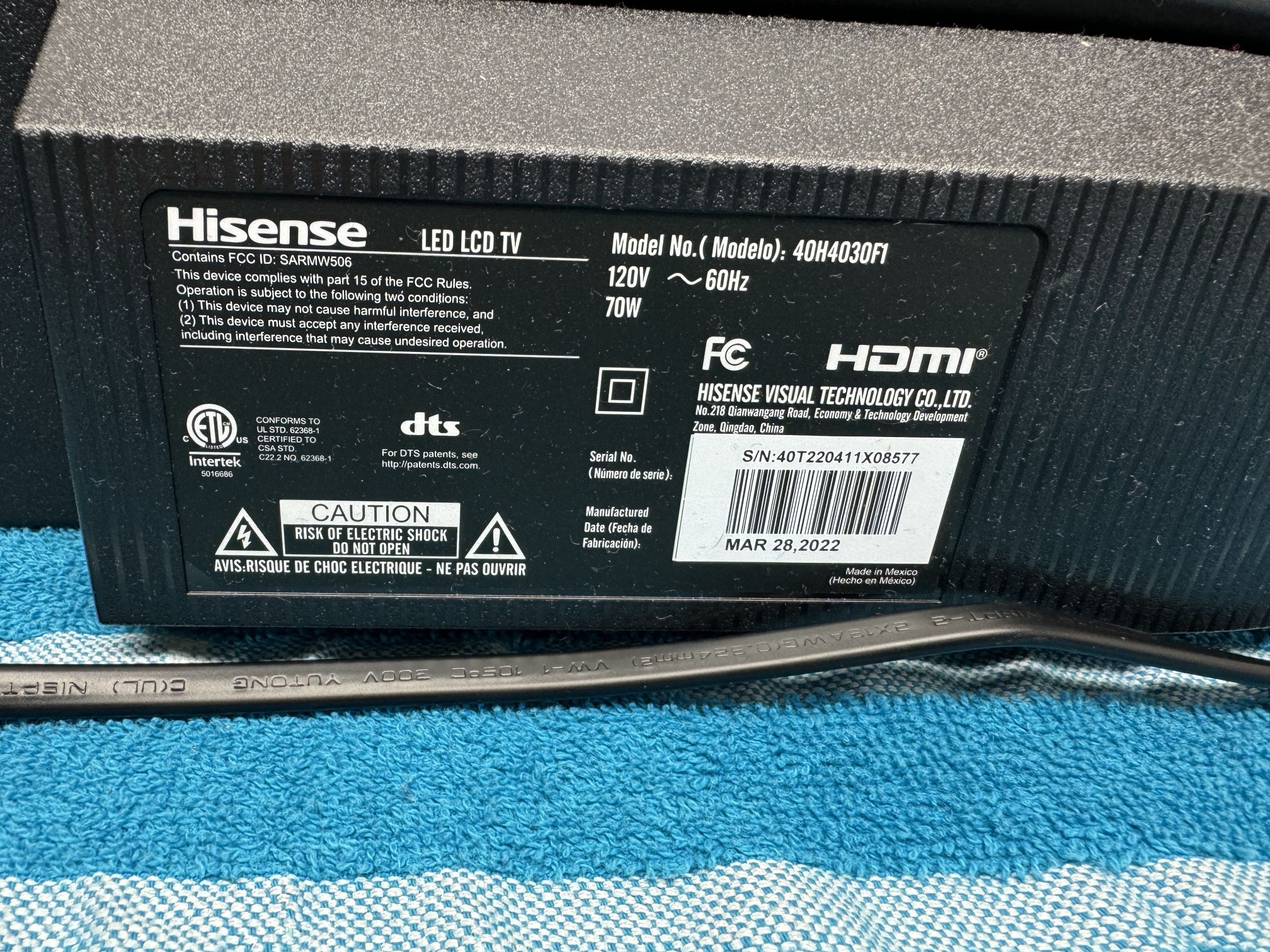 40” Hisense TV Smart tv