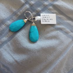 Turquoise Stone Diamond Earrings 