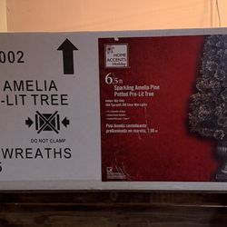 Christmas Tree 6.5 ft Sparkling Amelia Pine Potted Pre-Lit Plug and Play Setup