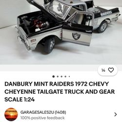 DANBURY MINT RAIDERS 1972 CHEVY CHEYENNE TAILGATE TRUCK AND GEAR SCALE 1:24