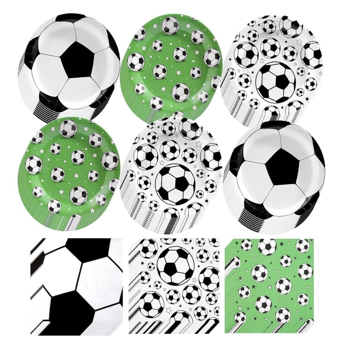 120Pcs Soccer Party Decorations Soccer Birthday Party Supplies Tableware Set Disposable Soccer Print Paper Plates and Napkins for Baby Shower Sports T