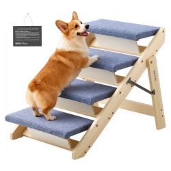 VEVOR Wooden Pet Stairs, 4 Steps for Beds, Sofas, and Cars