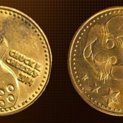2014 Chuck E Cheese Token  Brass 25mm - AU - 58