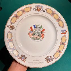 Vintage World War 1920 Commemorative Vodfey China Plate