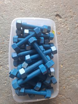 Blue Coated Hex Bolts and Nuts Set