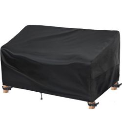 Outdoor Couch Cover - Waterproof Outdoor Sofa Cover (104W x 40D x 35H inches, Black) 2-3 Seater Patio Furniture Covers for Outdoor Furniture