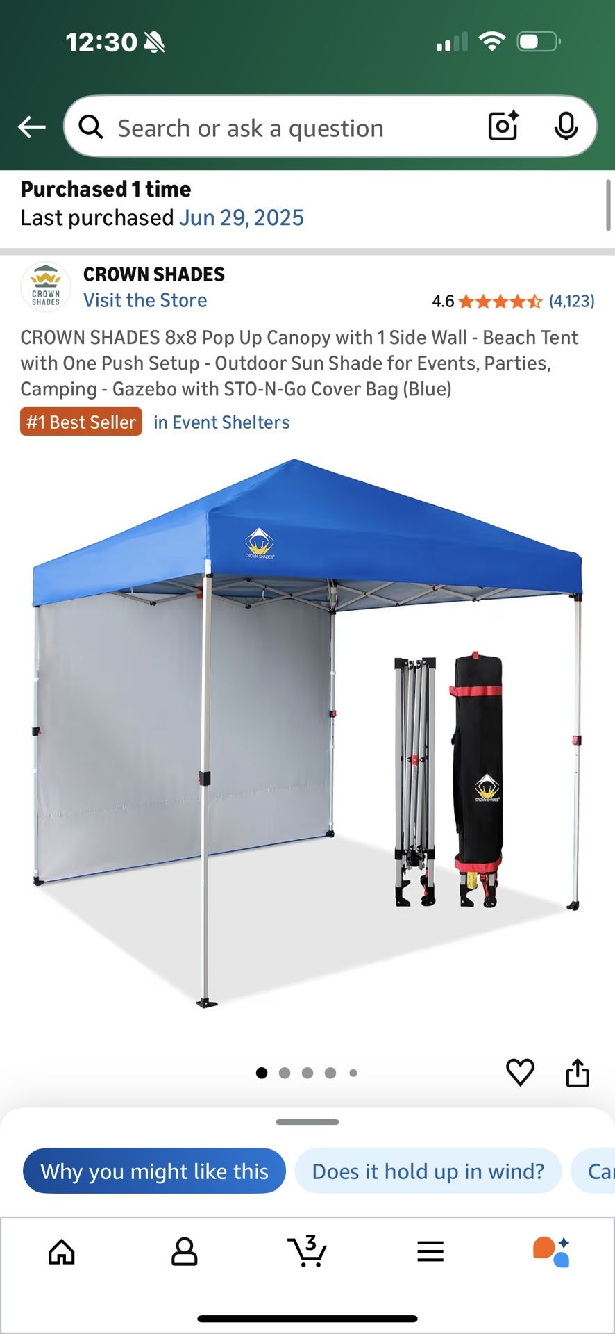 Canopy Tent W/ 30 LB Hold Down Weights