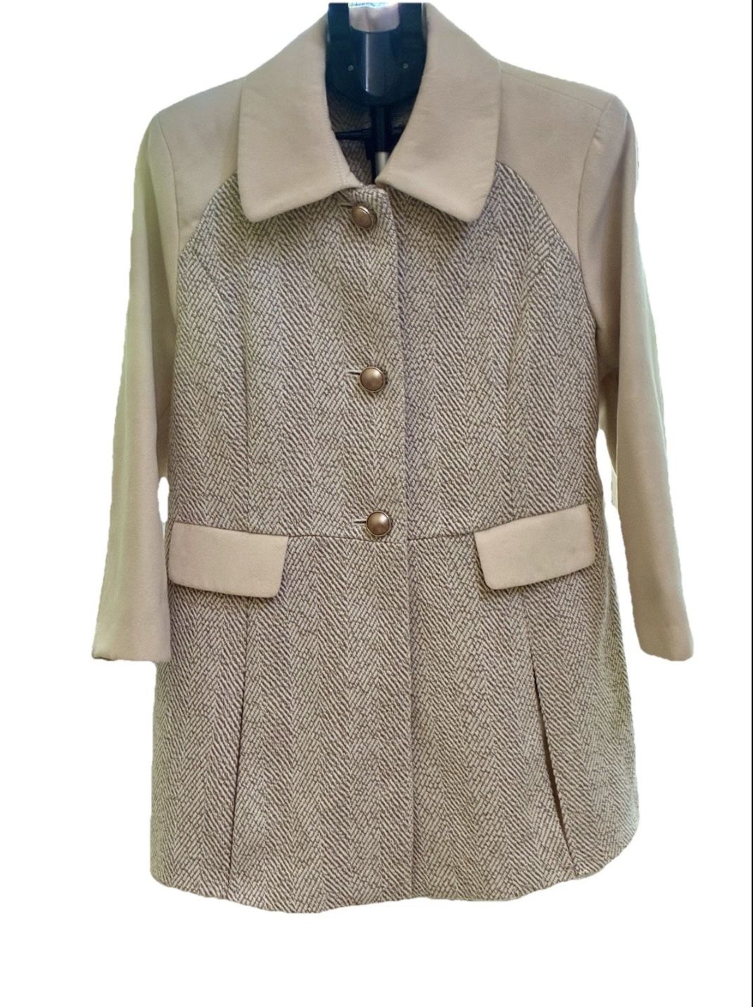 Kensie Wool blend 2 Tone Herringbone Blazer Women's Ivory Jacket Coat XL