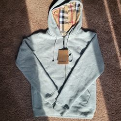 Burberry  Zip Up Hoodie Medium Size Grey Pattern Sweatshirt