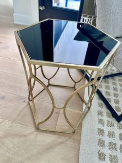 Side Table Brass Hex Shaped