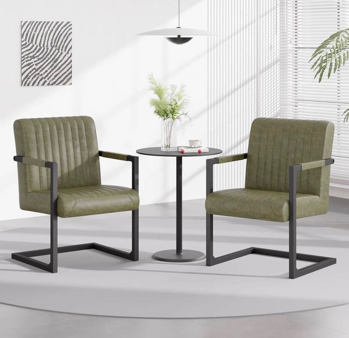Brand New Green Leather Arm Chair 2pcs