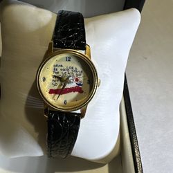 Images Watch Inc Black Leather Band  Requires Battery 