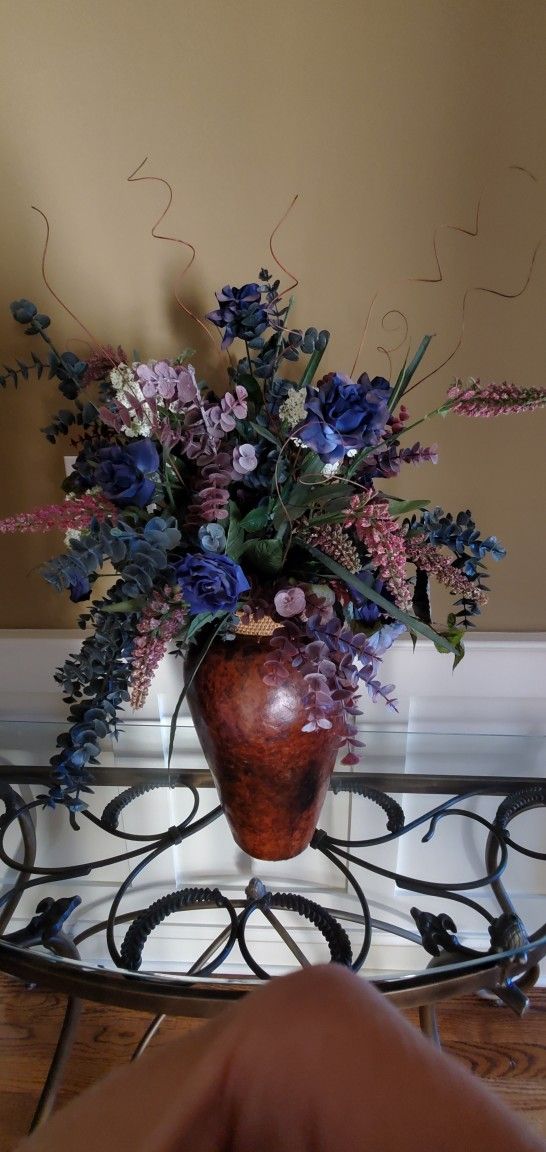 Tall Vase w Faux Flower Arrangement