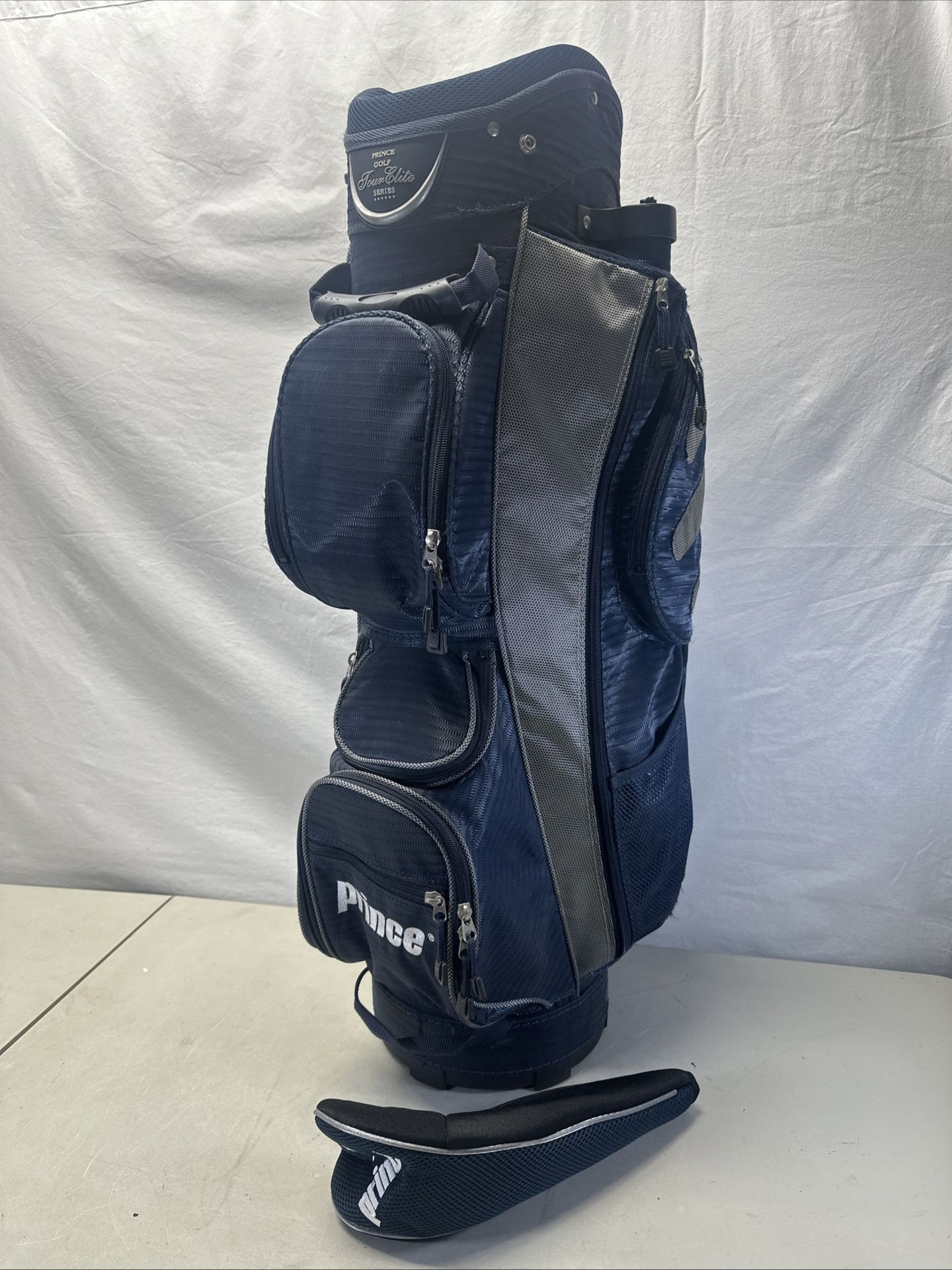 Prince Golf Bag Tour Elite Series 7 Way Blue/Grey Carrier W/ #1 Club Jacket