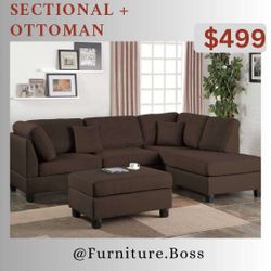 Sectional Sofas - Brown, Grey, Beige - Many Options For $499