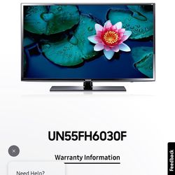 Samsung 55” TV Model: un55f6030F