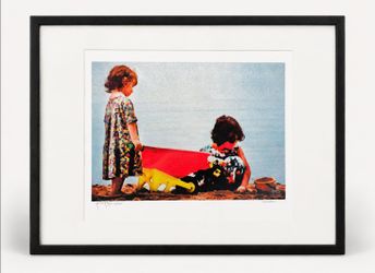 Steven Levine “Teamwork” Signed 2001 Framed Art Print - Children at Beach