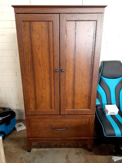 New assembled armoire cherry finish see pictures for dimensions