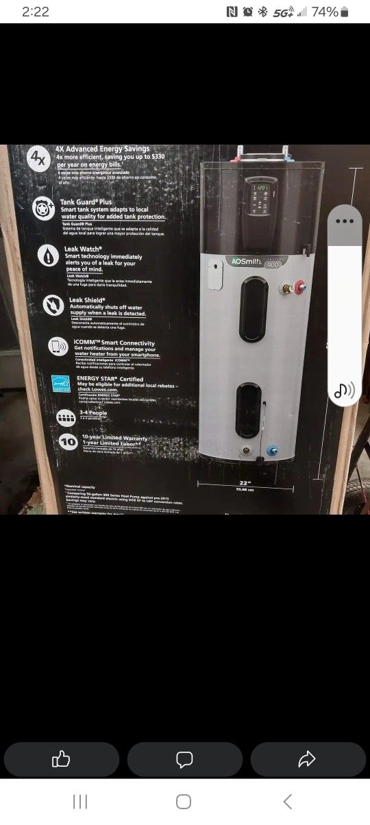 50 gallon high efficiency.They should see electric hot water heater