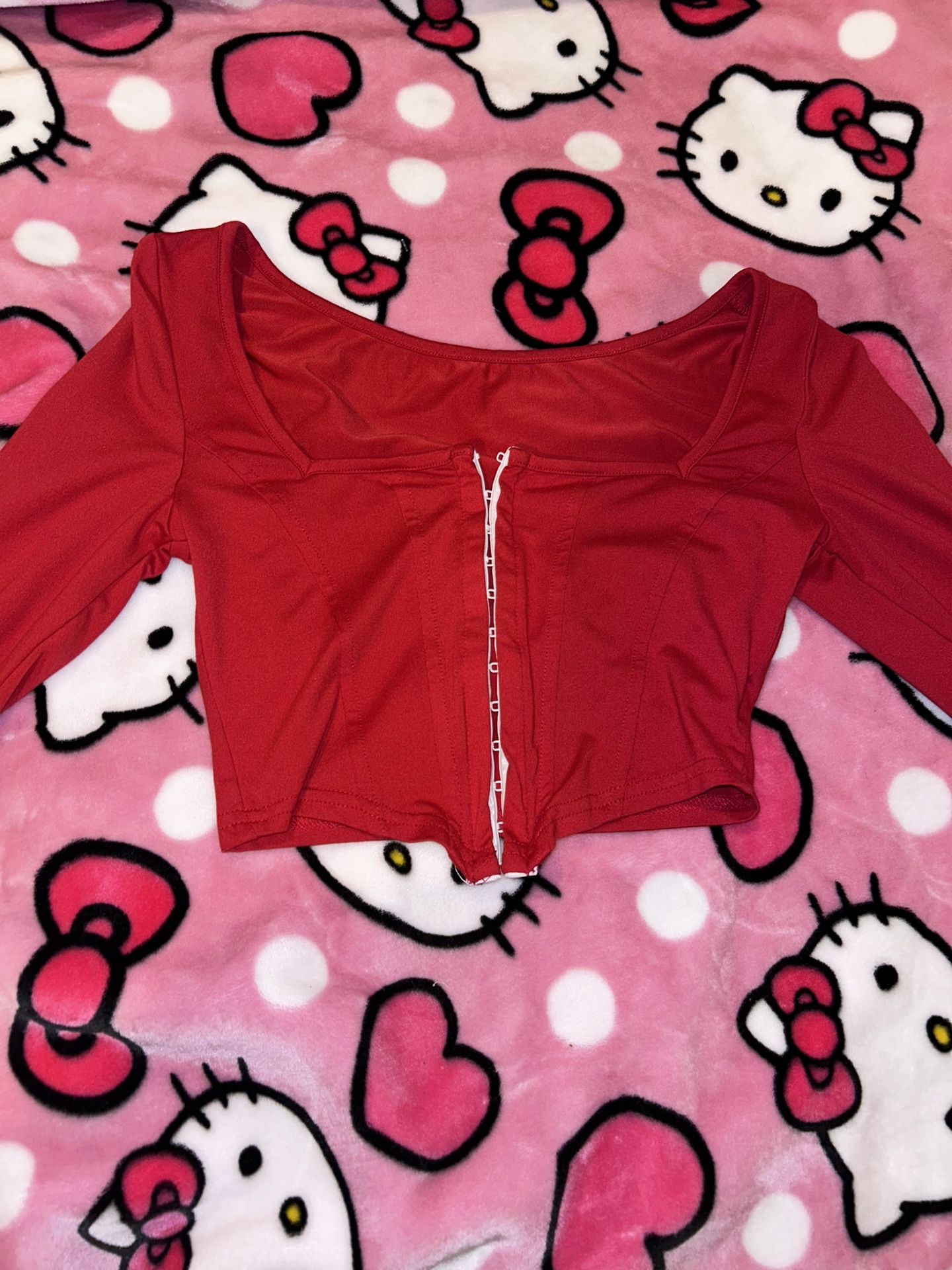 Shein red crop top corset