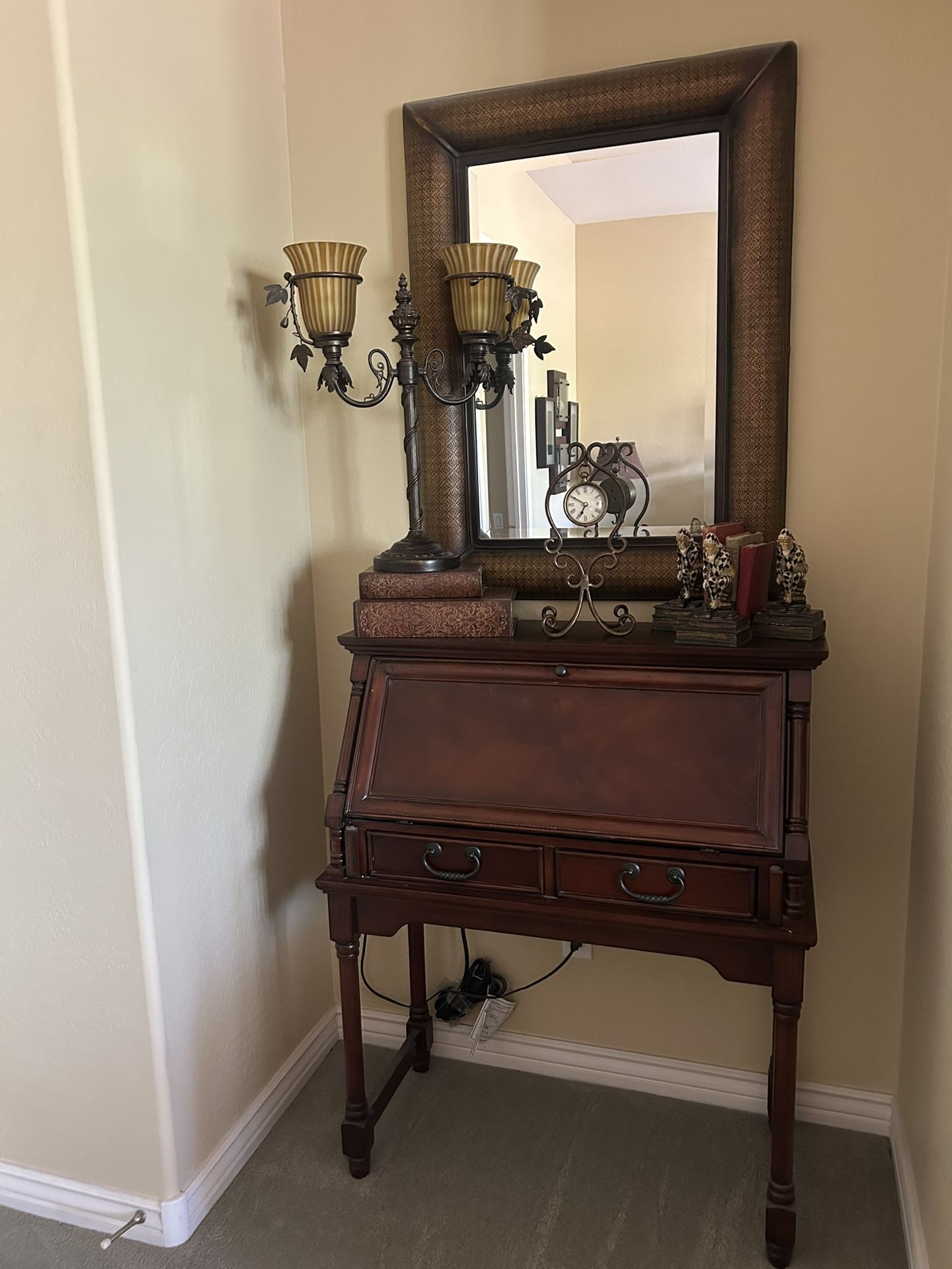 Drop leaf Secretary Desk with mirror