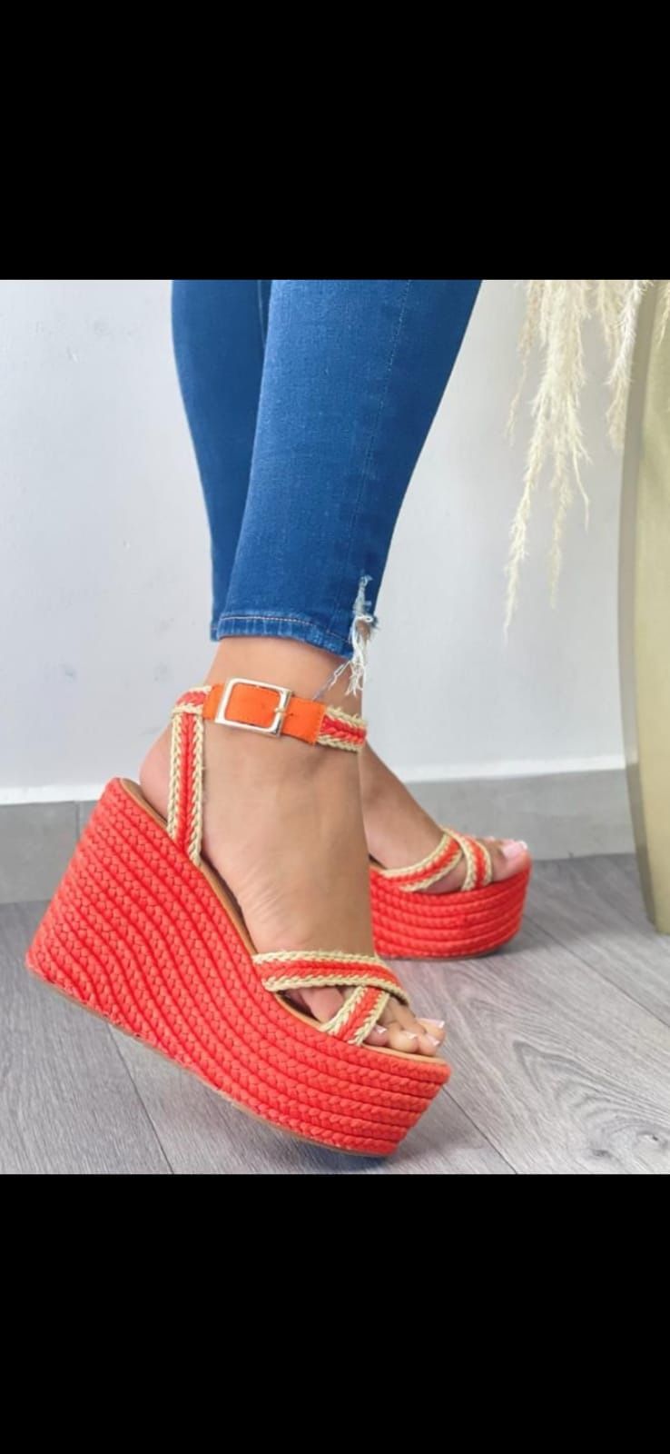 Orange Platform Wedges Sandals