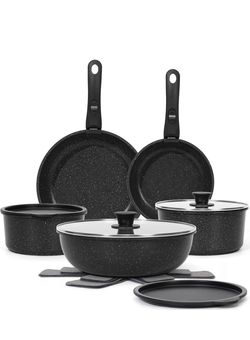 15Pcs Pots and Pans Set Non Stick, Cookware Sets with Detachable Handle, Nonstick RV Kitchen Cooking Tools Removable Handles, Oven Safe, Induction Fas