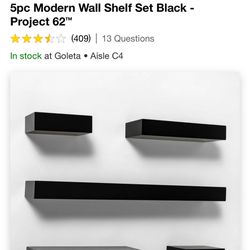5pc Modern Wall Shelf Set Black - Project 62™