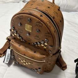 MCM COGNAC STUDDED BAG