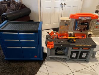 Home Depot work bench & Step 2 tool box