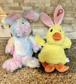 2  NEW Adorable Easter Plush (Bunny - Chick) They both have a squeaker in tummy) SEE BELOW!