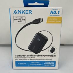 Anker 10000 mAh 45W with Built-In Retractable USB-C Cable