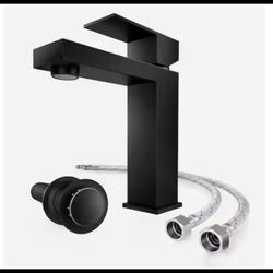 Phiestina 1-Handle Bathroom Faucet w/Pop- Up Drain & Supply Lines in Matte Black