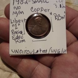 🇺🇸"A. Lincoln."( Ultra Rare )(1982=Small/Copper) Wt:3.12 Uncirculated.