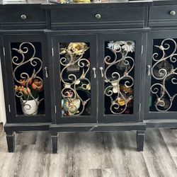 Black & Gold Hallway Storage Cabinet 