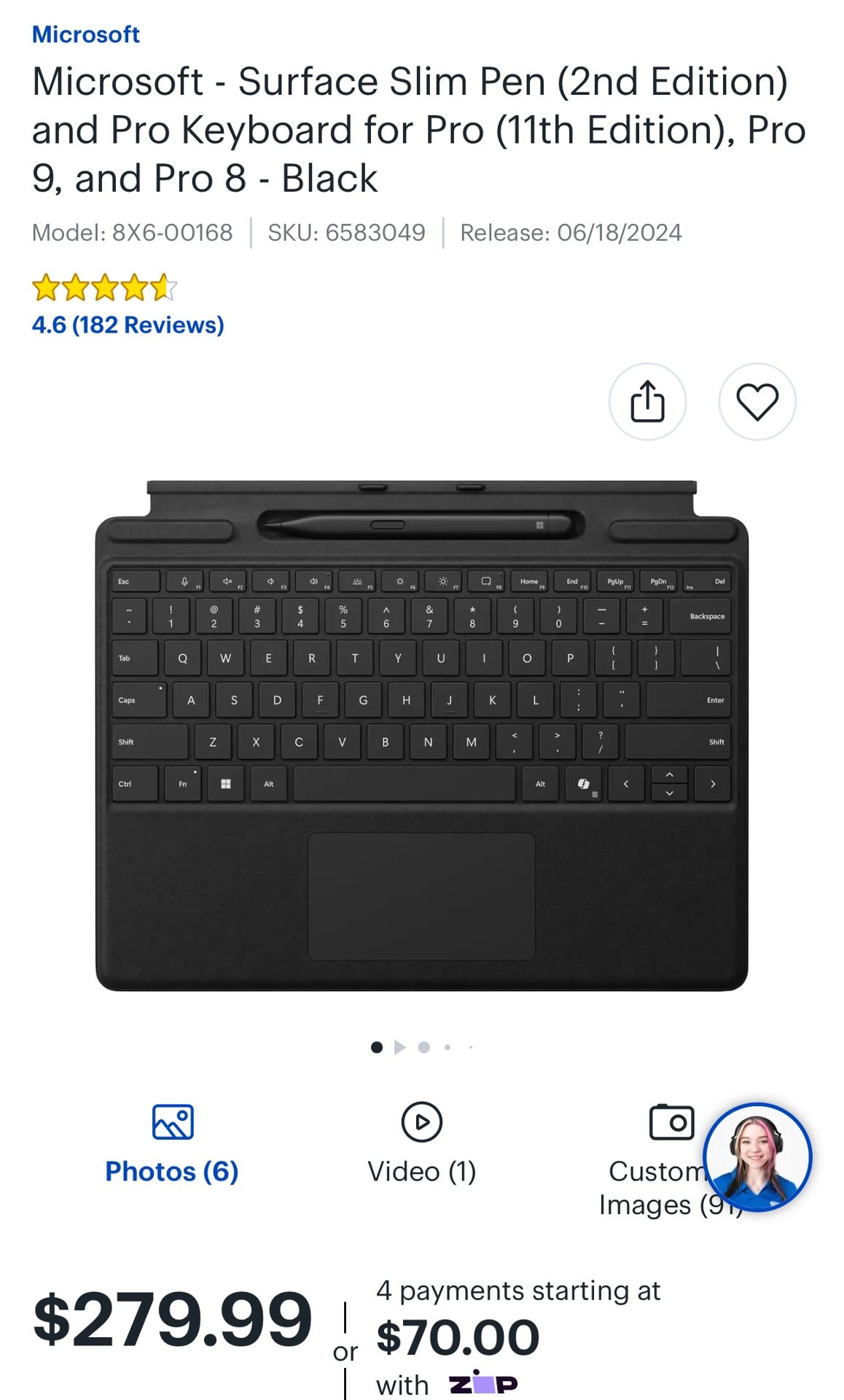 Microsoft Surface Keyboard with Slim Pen 2 - Black