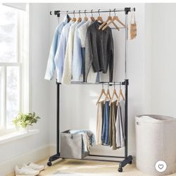 Adjustable Double Rod Garment Rack 